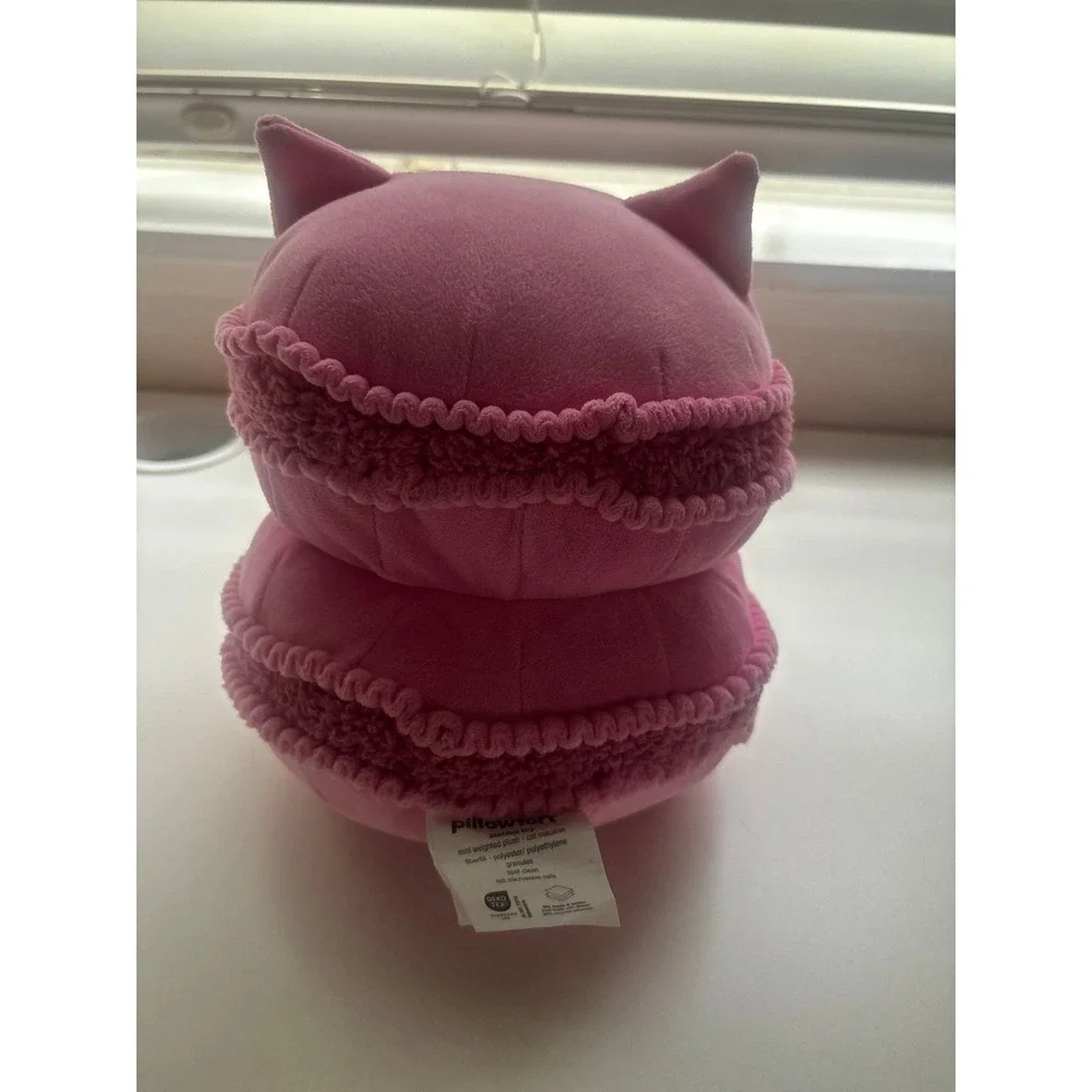 Pillowfort Cat Macaron Holiday Mini Weighted Plush Throw‎ Pillow Light Pink